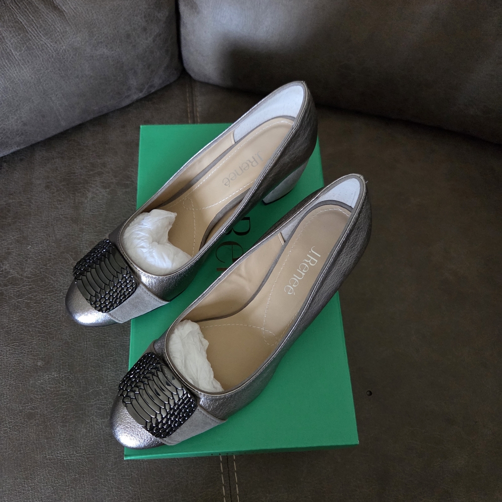 J.Renee Metallic Silver and Black Heels